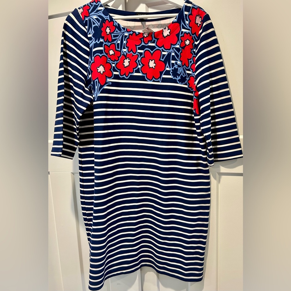Talbots Stripes & Flowers Shift Dress, NWT, Sz Petite XL
